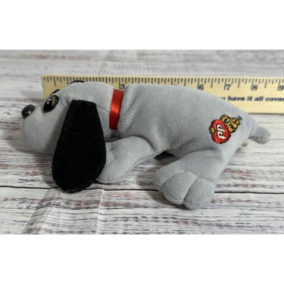 Vintage 1986 Tonka Pound Puppies 7” Plush Gray Black Ears No Spots Red Collar - Picture 7 of 7